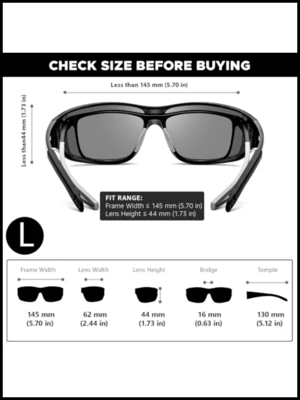 Polarized TAC Lens Fit Over Sunglasses UV400 Protection Wrap Around Unisex